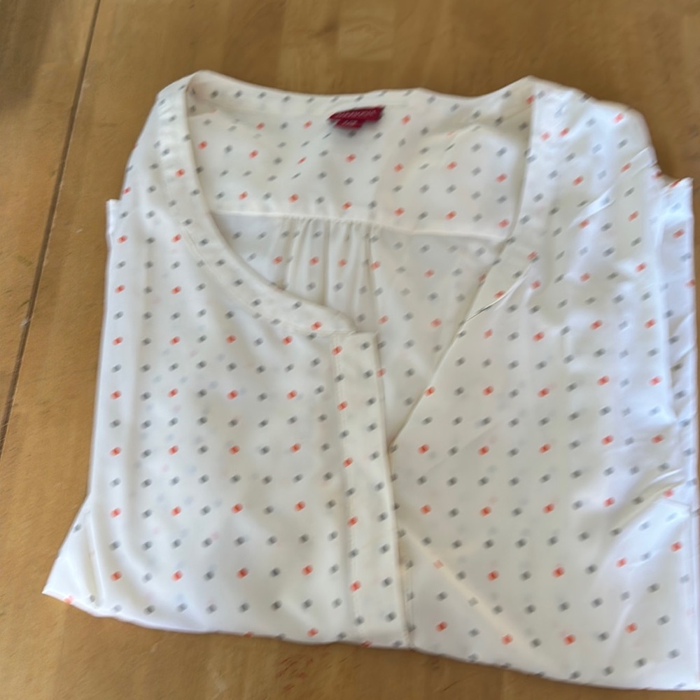 Merona Long Sleeved Polka Dot Dress Shirt-Size L